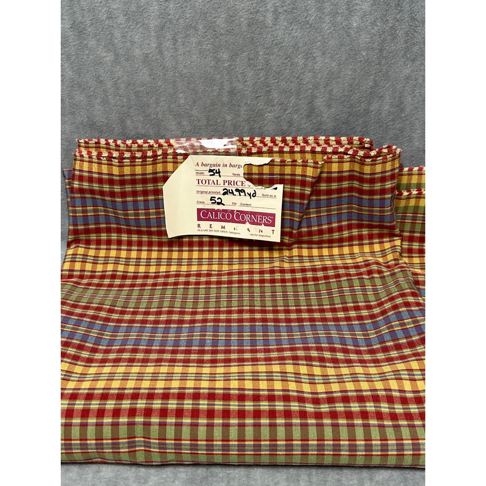Calico Corners Plaid Fabric Remnant 54" x 104" New Traditional Upholstery - Picture 8 of 9
